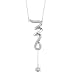 Dramatic Sophistication: Sterling Silver Designer Inspired Bridal Style CZ Diamond Lariat Necklace