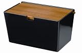 Typhoon Bread Bin with Bamboo Lid, Black Melamine