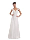 Topwedding Chiffon A Line Bridal Gown Beach Wedding Dress w Lace Back, Ivory, S12