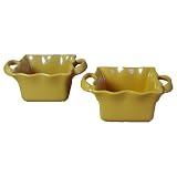 BIA Cordon Bleu Wavy 16-Ounce Square Bakers, Set of 2, Curry