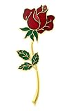 Hand enameled and gold plated rose pin or brooch