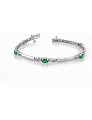1.30cttw 5x3 Oval Emerald and Diamond Bracelet set in 14k Gold