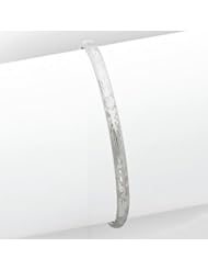 14K Gold 3/16 WG Florentine Engraved Hinged Bangle