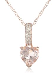 10k Rose Gold Morganite and Diamond Pendant Necklace (0.024 cttw GH, Color, I2-I3 Clarity), 17"
