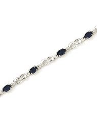 14K White Gold Oval Sapphire and Diamond Bracelet