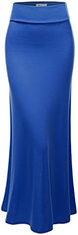 Doublju Women Trendy Solid Color Regular Fit Maxi Skirt ROYAL,M