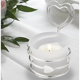 Silver Candle Holder - Place Card Holder with Heart