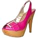 Qupid Impress Pink Crinkle Crystal Buckle Platform Heels
