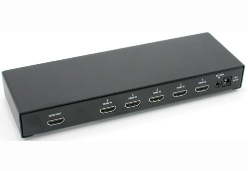 5-PORT HDMI Switch with remote - 5X HDMI In, 1 HDMI Out Black