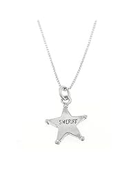 Sterling Silver One Sided Sheriff Badge Necklace