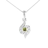 9ct White Gold Peridot /Diamond Wrapped Pendant & 18 Chain