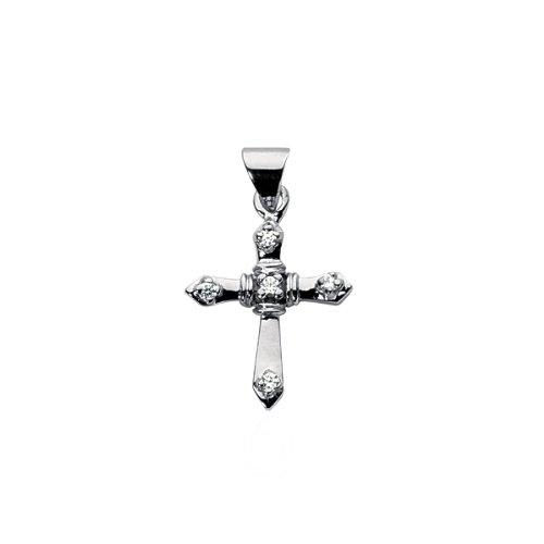 0.1 Carat Diamond 14K White Gold Religious Pendant Necklace