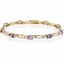18K Gold over Sterling Silver Amethyst & CZ Rectangle Link Bracelet