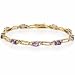 24k Gold Oval Genuine Amethyst stones and Simulated Diamond CZ Tennis Bracelet