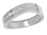 Ladies Sterling Silver 3 Diamond Wave Band Ring