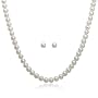 Sterling Silver 5.5-6.0mm White Freshwater Cultured Pearl Stud Earrings and Necklace Set