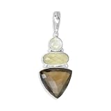 .925 Silver, Lemon Quartz, Smoky Quartz & Moonstone Pendant