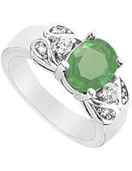 Emerald and Diamond Ring 14K White Gold - 2.25 CT TGW
