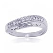 Ladies Annivesary Diamond Wave Ring in Solid White Gold