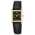 Pulsar Women's Gold-Tone Black Leather Strap Watch #PTC384