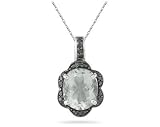4.00 Carat Green Amethyst and Black Diamond Royal Pendant