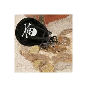 One Dozen (12) Pirate Drawstring Bags with Gold Coins $14.99