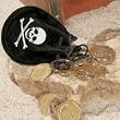 One Dozen (12) Pirate Drawstring Bags with Gold Coins