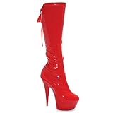 CLEARANCE Ellie Women 609-LEAN 6" Pointed Stiletto Stretch Knee Boot Red Size 7