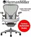 Aeron Chair by Herman Miller - Home Office Desk Task Chair Fully Loaded Highly Adjustable Medium Size (B) - PostureFit Lumbar Back Support Cushion Titanium Smoke Frame Classic Glacier Pellicle