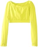Malibu Sugar Big Girls' Long Sleeve Cropped Tee, Neon Yellow, 7-14
