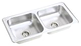 Elkay D23317 Dayton 33-Inch by 17-Inch Stainless Steel Double Bowl Kitchen Sink, Satin Finish