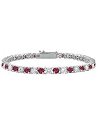 Ruby and Diamond Tennis Bracelet 18K White Gold - 2.00 CT TGW