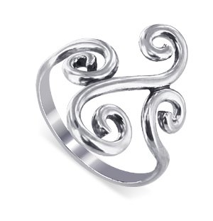 Swirl Design Band Polished Sterling Silver Ring