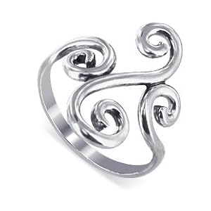 swirl design band polished sterling silver ring