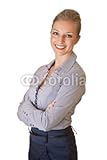 Wallmonkeys Peel and Stick Wall Decals - Caucasian Blond Businesswoman in Suit on White Isolated Backgro - 48