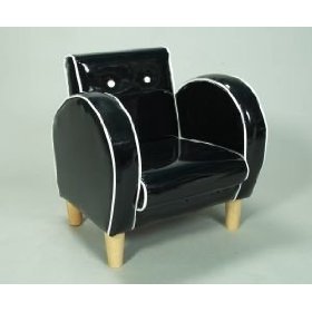 Kids' Retro Chair - Black with White Piping