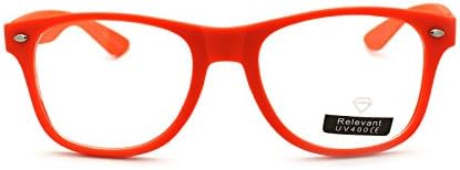 Matte Rubberized 80s Retro Normcore Horn Rim Wayfarer Eye Glasses Orange