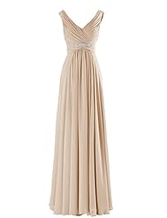 V-neck Sheath Floor Length Beaded Corset   Waistline Chiffon Evening Dress/Bridesmaid Dress/Prom Dress 