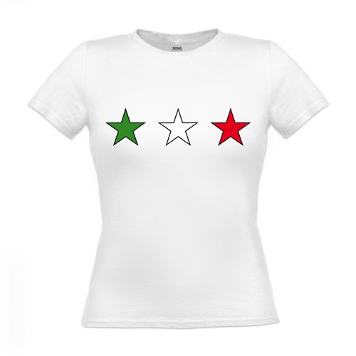 MDMA Frauen T-Shirt Classic Sternfahne Italia groß in grün weiß rot mdma-ftc00016-3 Textil white / Motiv farbig / Gr. M