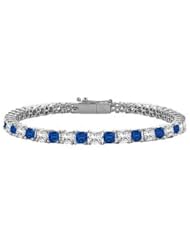 Sapphire and Diamond Tennis Bracelet with 3.00 CT TGW on Platinum