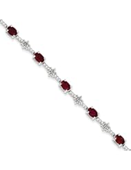 Sterling Silver African Ruby and Diamond Bracelet