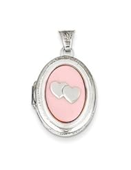 Genuine IceCarats Designer Jewelry Gift Sterling Silver Mop With 2 Hearts 2-Frame Oval Locket