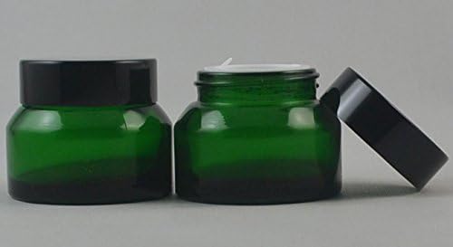 4 Pack of Empty Green Glass 0.5 oz Amber Jars with Black Aluminum Caps,Oblique shoulder design