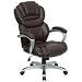 Flash furniture Brown Leather Executive Office Chair with Leather Padded Loop Arms, GO-901-BN-GG