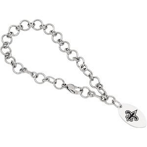 Stainless Steel New Orleans Saints Logo Dangle Bracelet