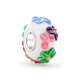 Bling Jewelry Multicolor 3D Flower 925 Sterling Murano Glass Pandora Compatible Bead