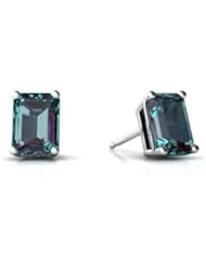 Created Alexandrite 14kt White Gold Stud Earrings