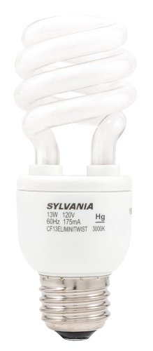 Sylvania 29727 13W Compact Fluorescent Micro Mini with Integral 120V Ballast Medium Screwbase, Soft White, 2-Pack # CF13EL/MICROMINI/2/12/RP