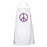 IMAGE OF Apron White Flowered Peace Symbol Pur