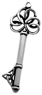 Celtic Key Silver Tone Pewter Pendant Necklace